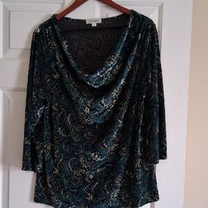 Elegant Multicolor Cowl Neck Blouse